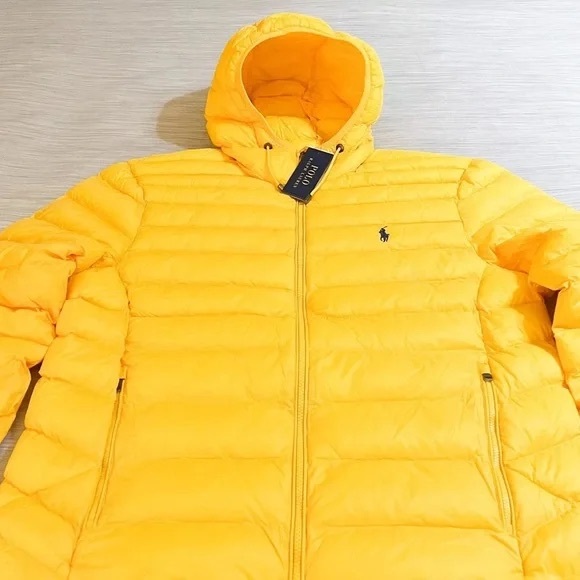 Polo Ralph Lauren Hooded Packable Men's Puffer Jacket Yellow 710829156009 - Picture 1 of 7